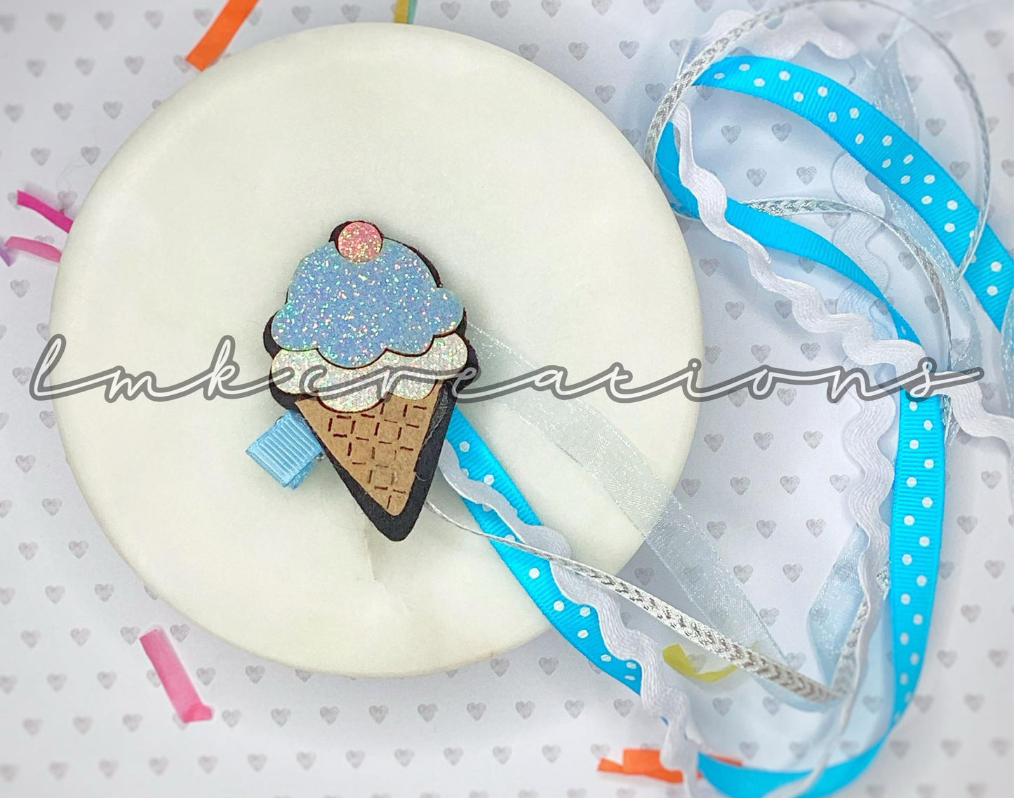 Blue Ice Cream Streamer Clip - RTS